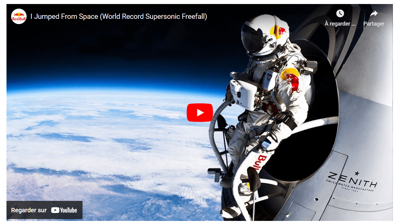 Extrait d'une vidéo de la chaîne Youtube Red Bull portant sur la campagne Stratos