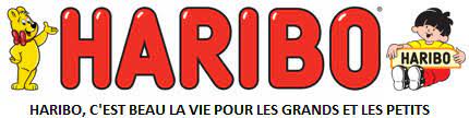 Illustration de la transcréation publicitaire avec une affiche Haribo mentionnant le slogan en français.