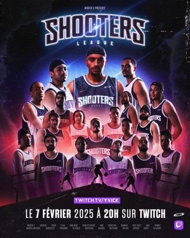 Affiche officielle de la Shooters League (2025), organisée par Mister V, diffusée sur Twitch